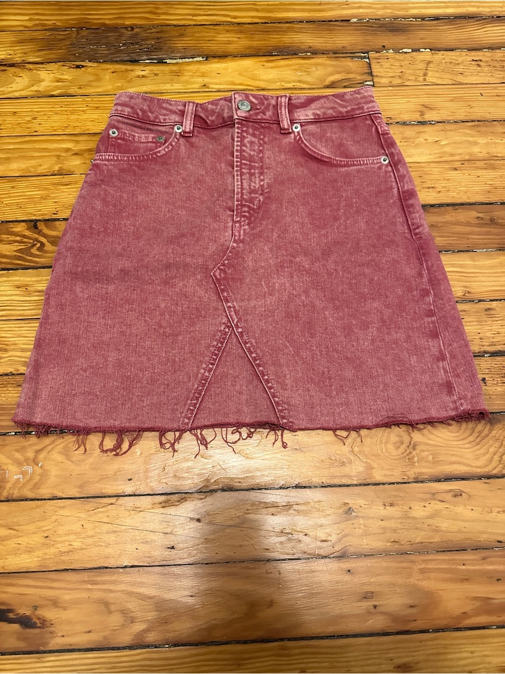 Rails Faded Red Denim A-Line Mini Skirt